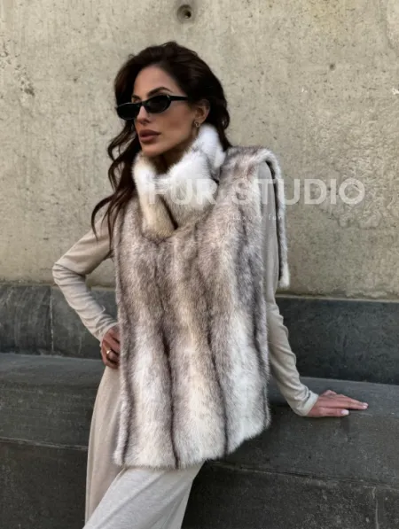 Женская манишка из норки крестовки - фото 13