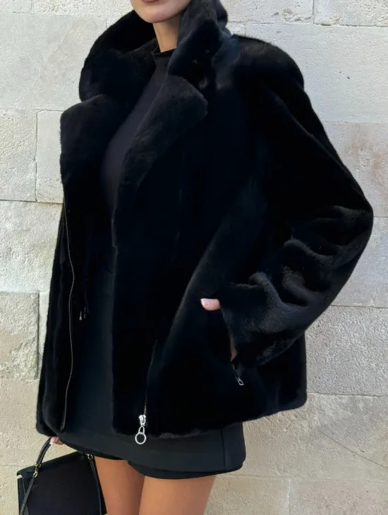 Черная косуха (куртка) из скандинавской норки - фото 3