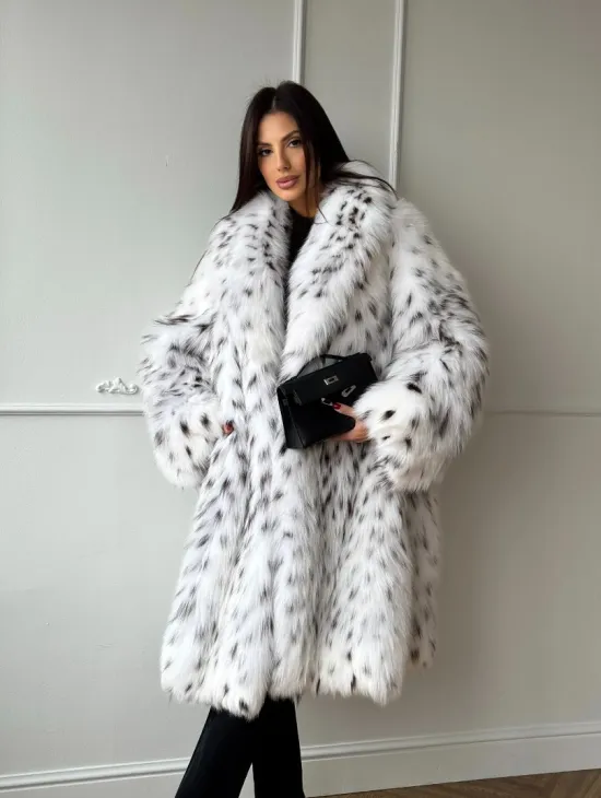 Манто из меха аукционной кристальной лисы (реплика канадской рыси) - фото 14