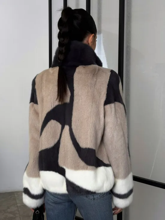 Норковая шуба - бомбер на молнии - фото 5