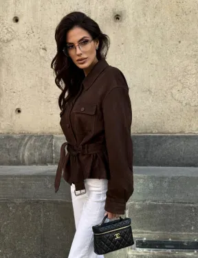 Женская куртка - рубашка из замши - фото 10