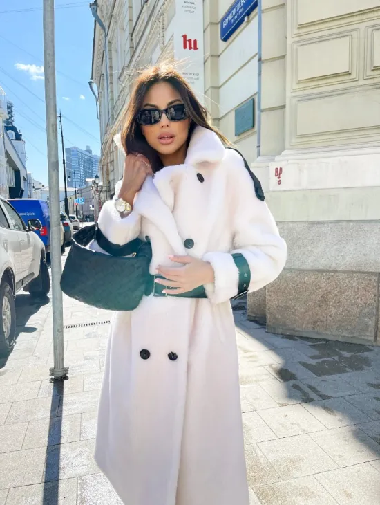 Белая шерстяная шуба - тедди - фото 3