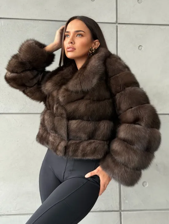 Короткая шуба из баргузинского соболя - фото 11