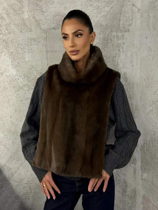 Манишка норковая - цвет соболь - фото 6