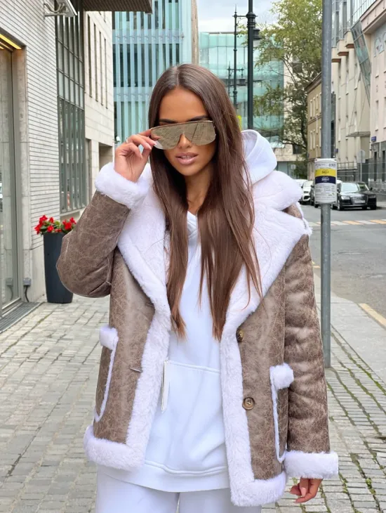 Двухсторонняя дубленка - шубка из шерсти мериноса - фото 5