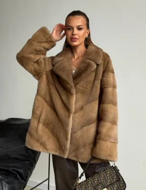 Норковый полушубок - английский воротник - фото 11