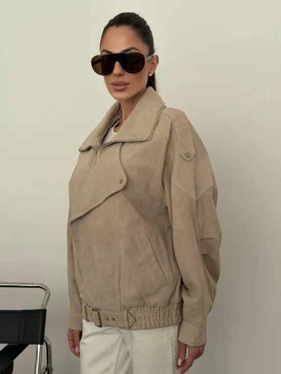 Современная куртка из замшевой кожи - фото 9