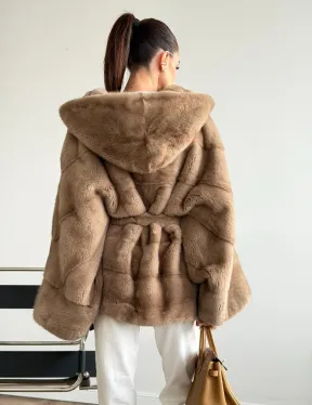 Норка пастель с капюшоном - летучая мышь - фото 8