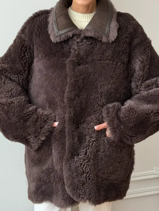 Двухсторонняя дубленка - мех тиградо - фото 3