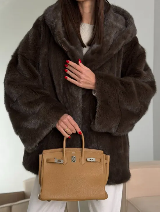 Зимняя норковая шуба с капюшоном - фото 4