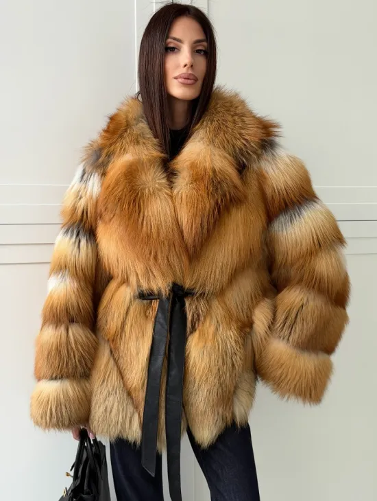Шуба из лисы огневки - оверсайз - фото 5