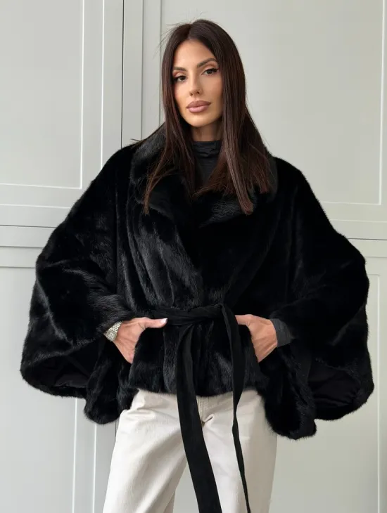 Черная норка летучая мышь - английский воротник - фото 6