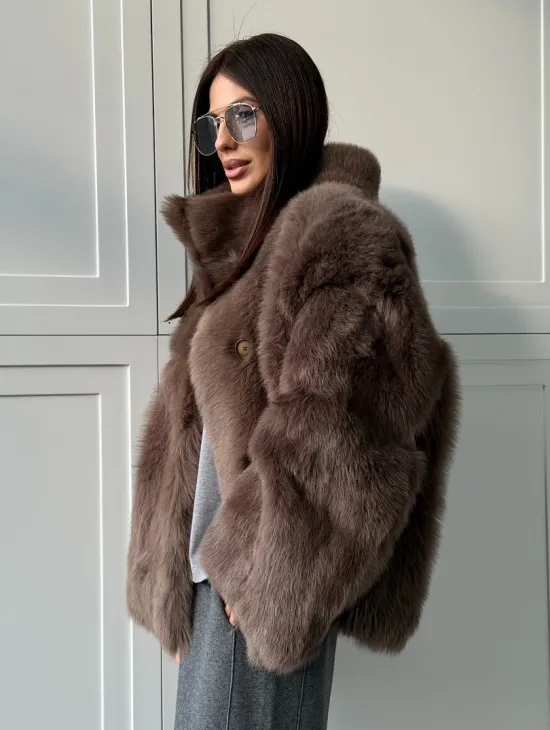 Дубленка из тосканы цвет taupe - фото 9