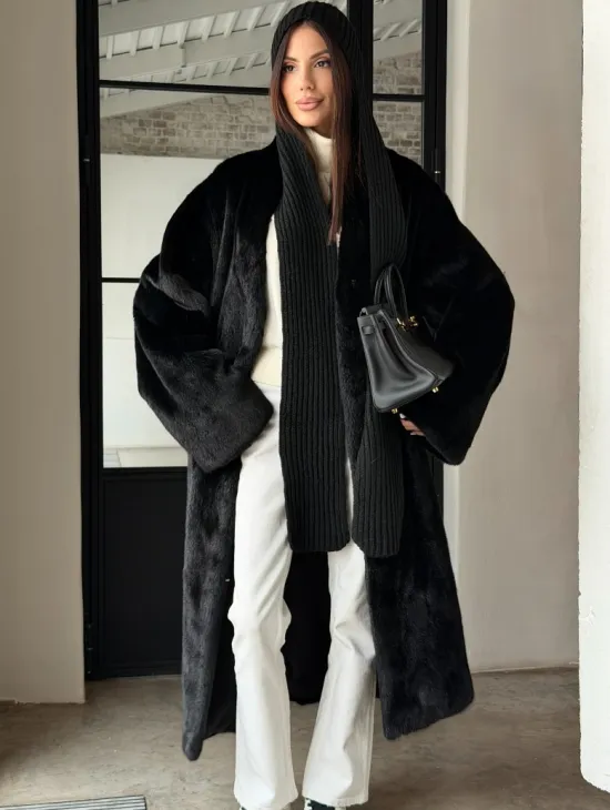 Шуба норка Blackglama V-образный ворот - фото 9