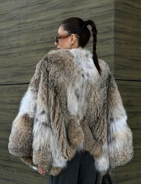 Шуба - летучка из меха рыси - фото 19