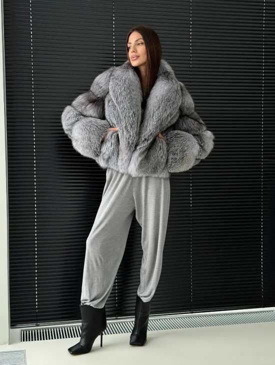 Полушубок - кроп из меха блюфрост - фото 8