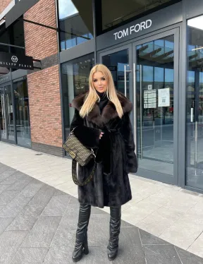 Норковая шуба с капюшоном из меха соболя  седена 1/2 - фото 8