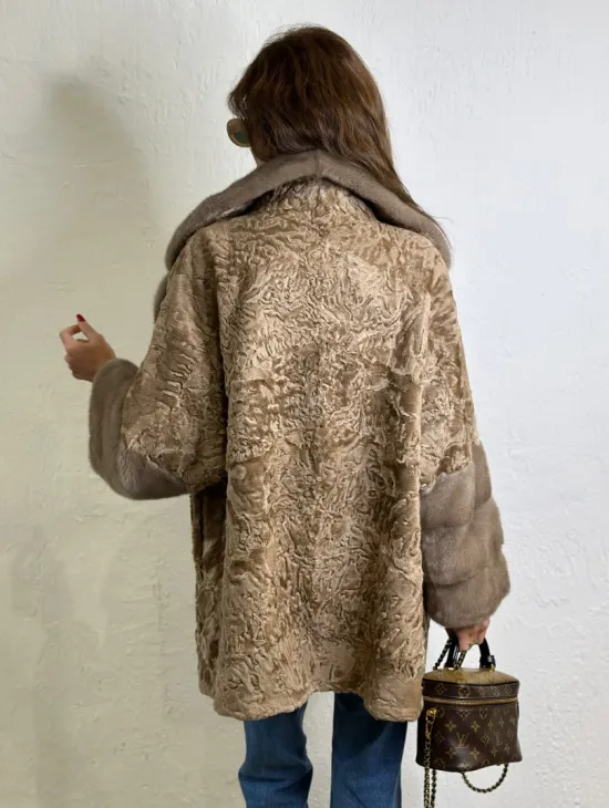 Каракуль кимоно паркет английский воротник - фото 2