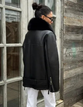 Дубленка из натуральной овчины с мехом песца - фото 7