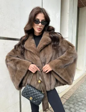 Шуба норковая автоледи - цвет соболь - фото 1