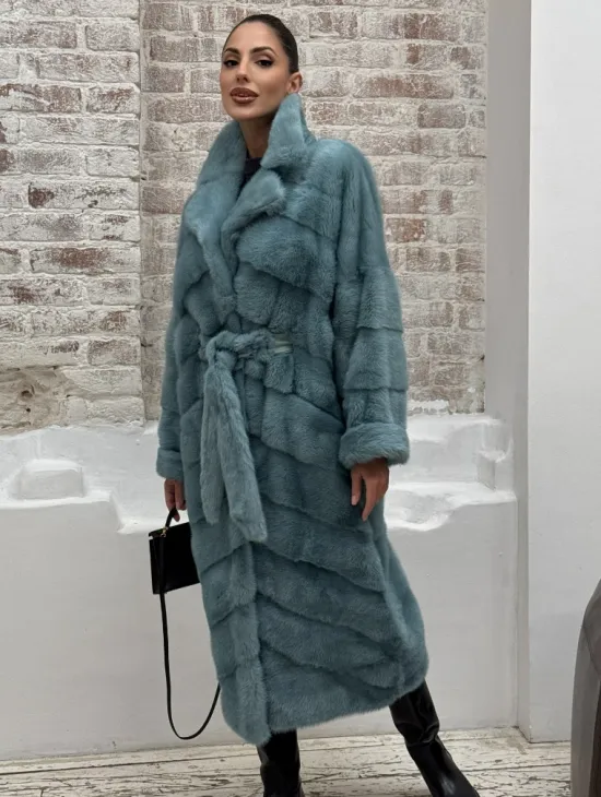 Норковая шуба в цвете TIFFANY - фото 10